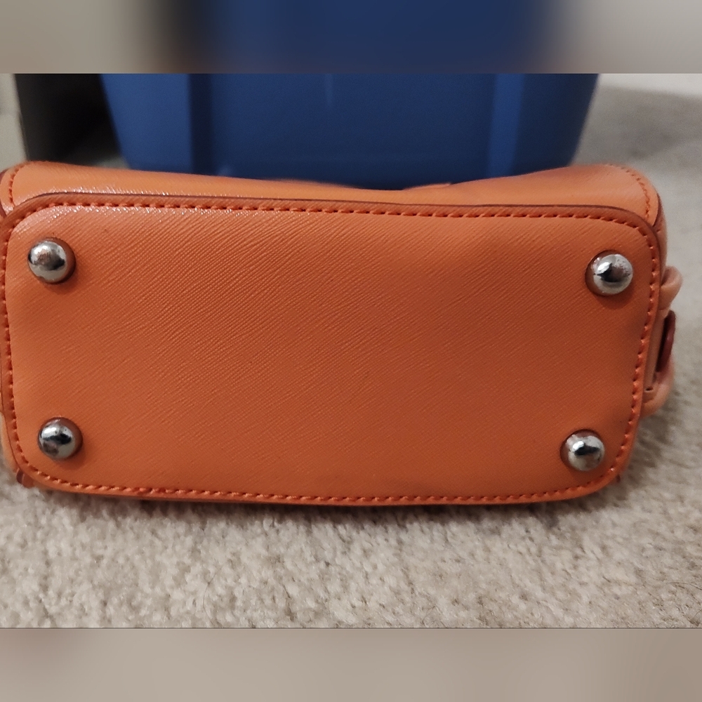 Nine West Shoulder Crossbody Bag Purse Hand Bag, Orange, Faux Leather - Picture 9 of 11